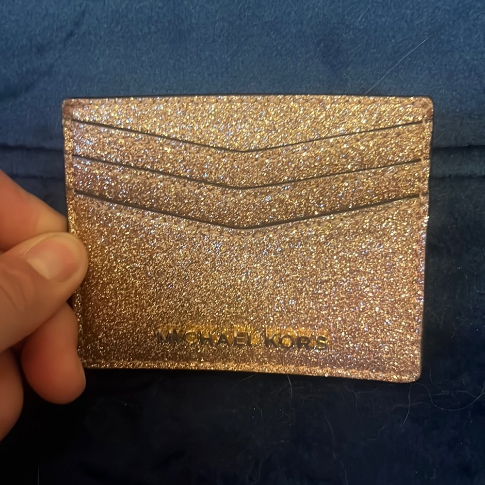 Michael Kors rose gold glitter card holder